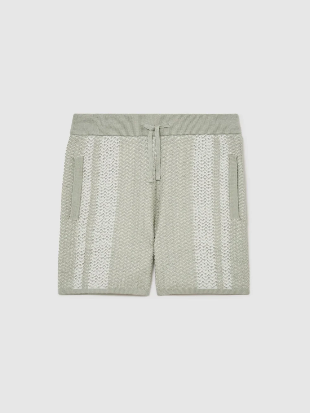 Reiss Sage & White 9-13 yrs Cotton Textured-knit Striped Shorts, view 2