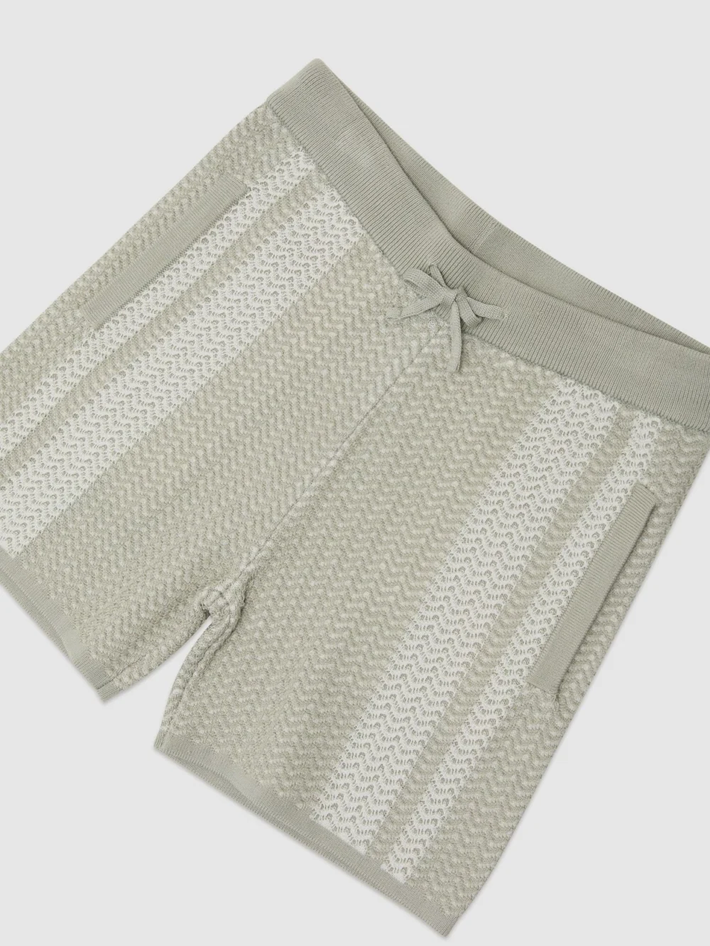 Reiss Sage & White 9-13 yrs Cotton Textured-knit Striped Shorts, view 3