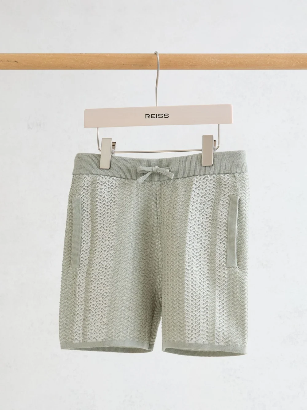 Reiss Sage & White 9-13 yrs Cotton Textured-knit Striped Shorts, view 5