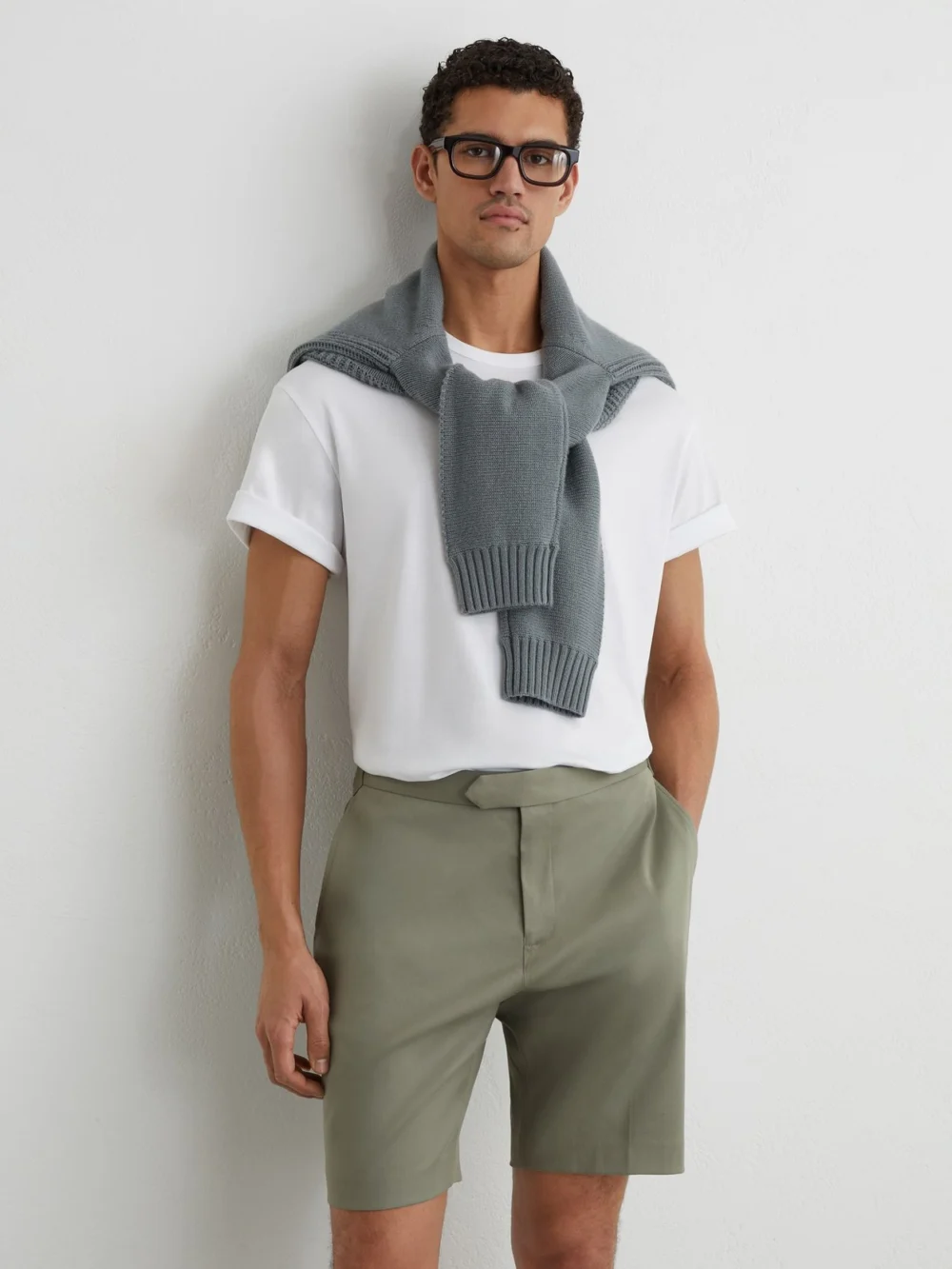 Reiss Sage Cantwell Cotton-blend Side-adjusters, view 4