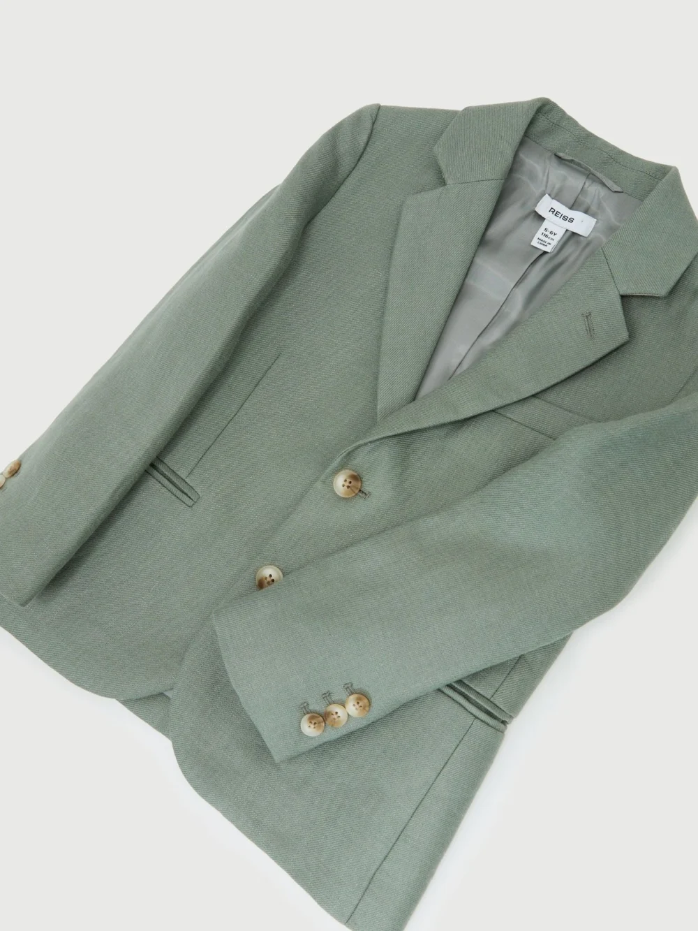 Reiss Sage Green Atlantic 3-9 yrs Linen Single-breasted Tailored Blazer, view 3