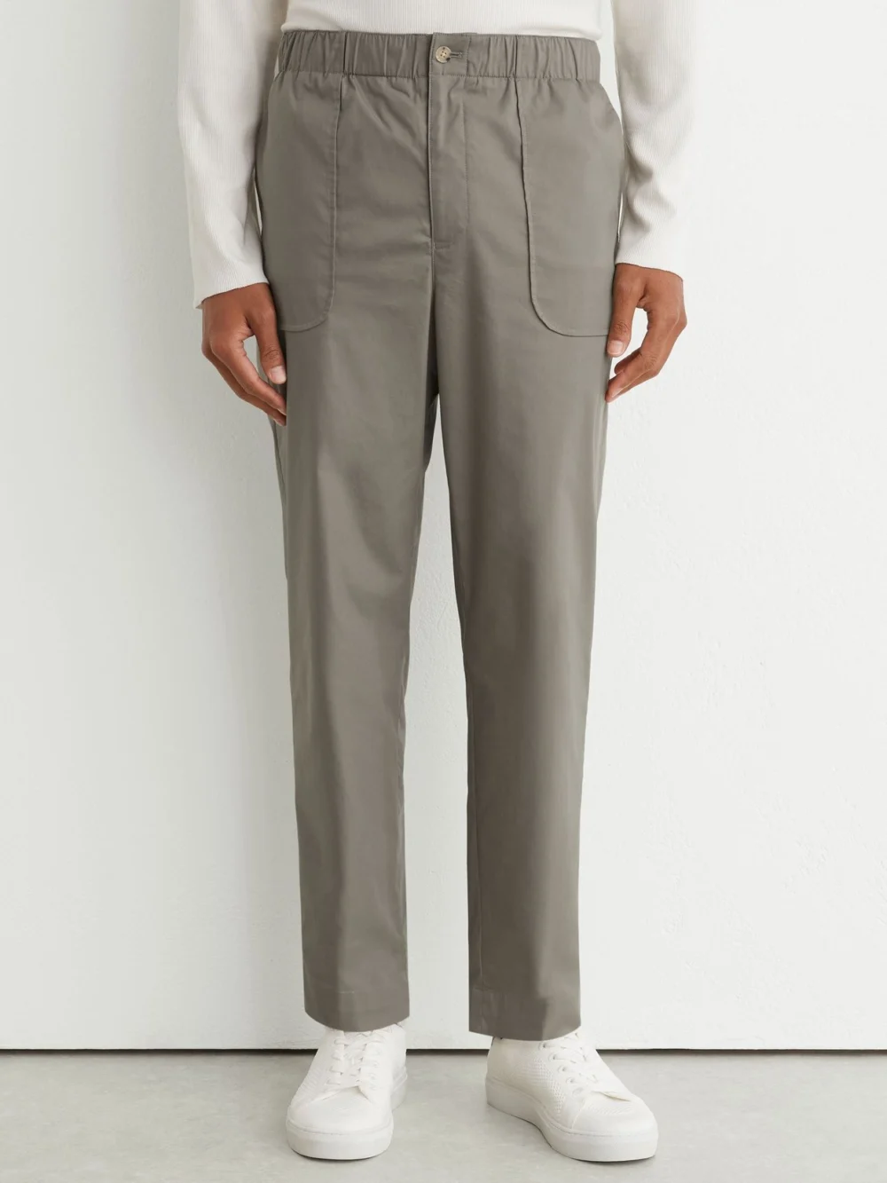 Reiss Sage Green Cotton-blend Lightweight Tapered Trousers, view 3