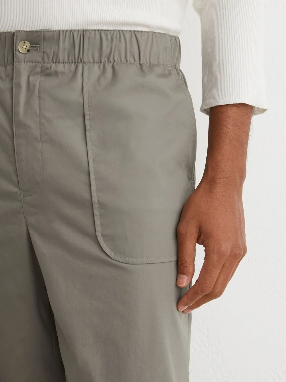 Reiss Sage Green Cotton-blend Lightweight Tapered Trousers, view 4