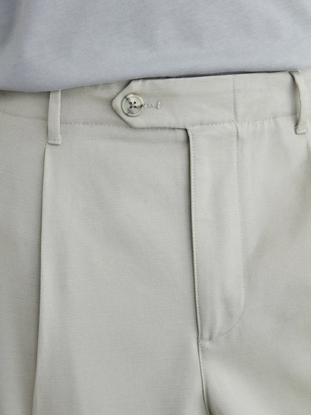 Reiss Sage Green Cotton Slub Pleated Relaxed-fit Trousers, view 4