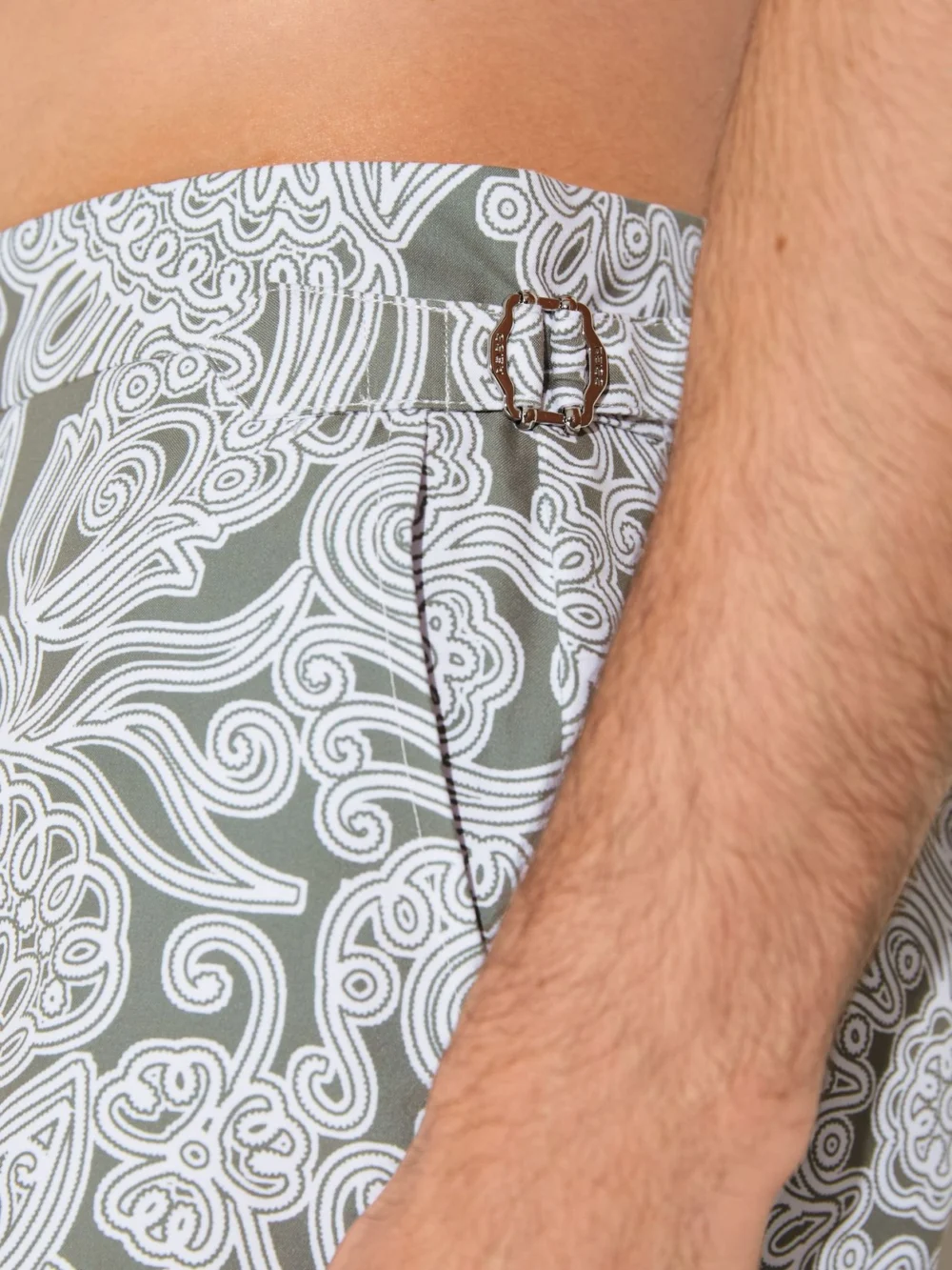 Reiss Sage Green Paisley-print Side-adjuster Swim Shorts, view 3