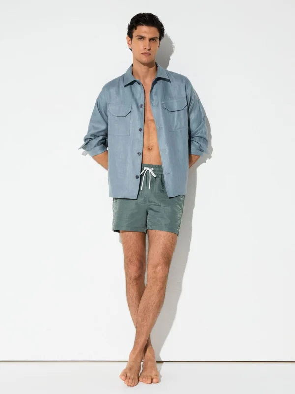 Reiss Sage Green Piped Drawstring Swim Shorts