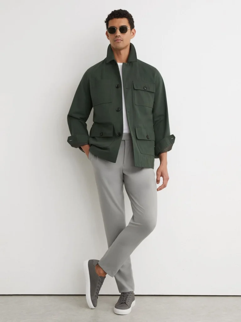 Reiss Sage Green Slim Fit Stretch Slim-fit Drawstring Trousers