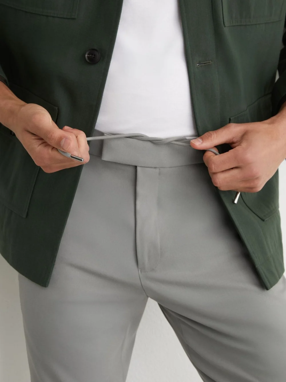 Reiss Sage Green Slim Fit Stretch Slim-fit Drawstring Trousers, view 4