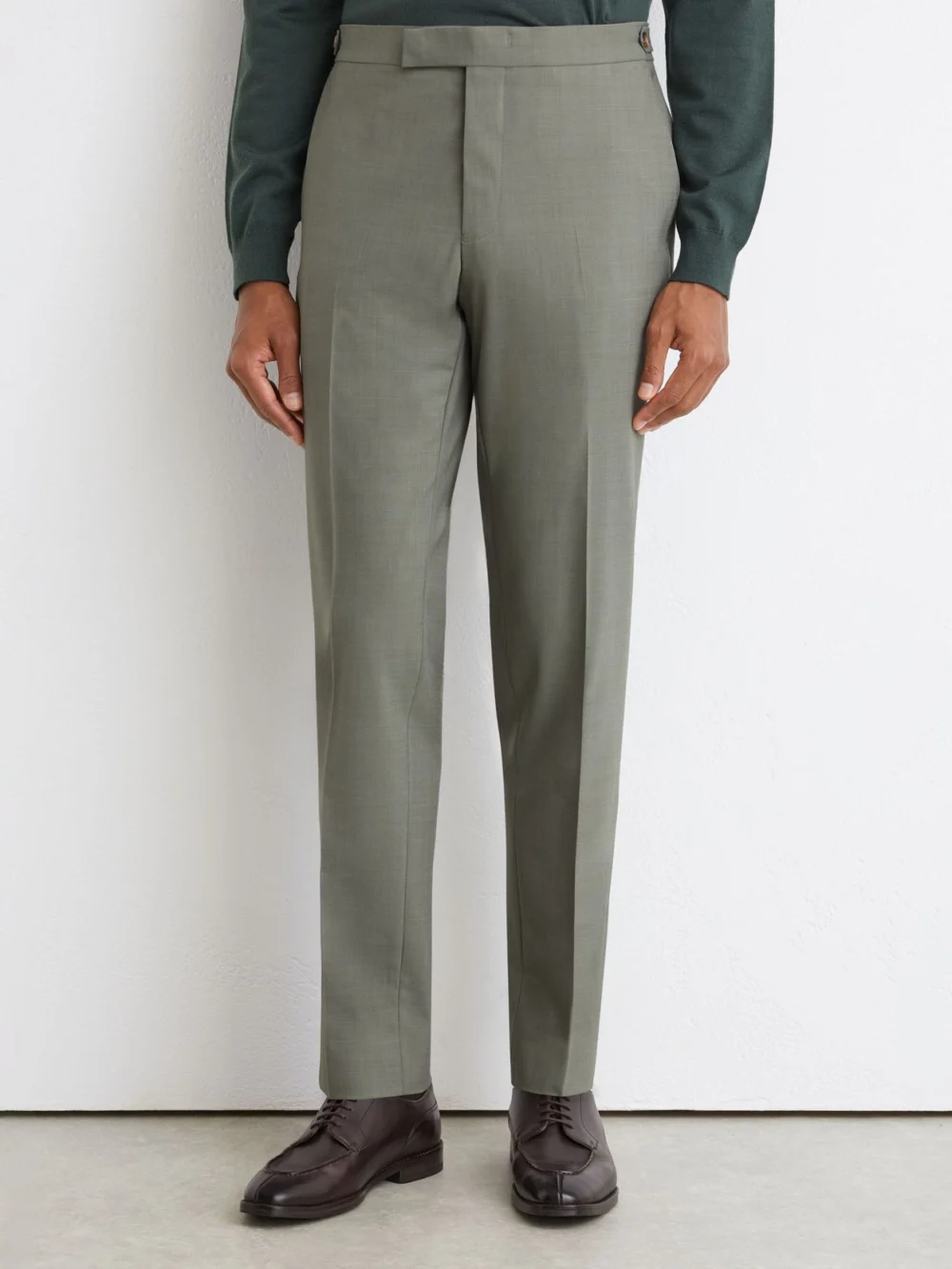 Reiss Sage Green Tailored Fit Wool-blend Side-adjuster Suit Trousers, view 3