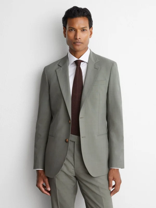 Reiss Sage Green Tailored Fit Wool-blend Single-breasted Suit Blazer
