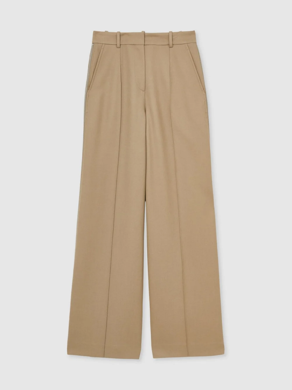Reiss Sage Green Wide-leg Side-zip Trousers, view 2