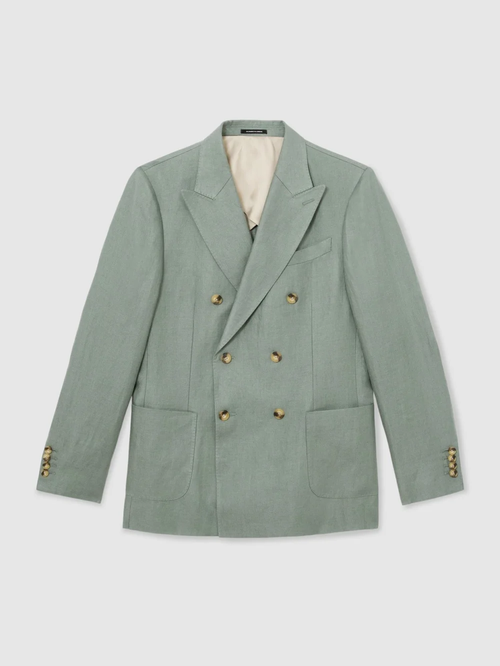 Reiss Sage Linen-twill Double-breasted Blazer Tailored-fit, view 2