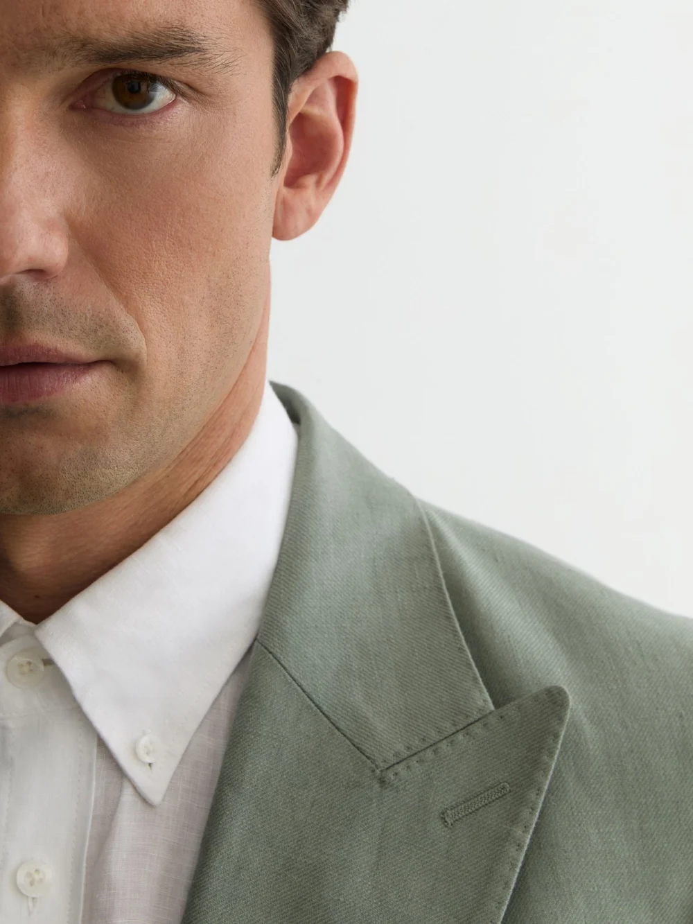 Reiss Sage Linen-twill Double-breasted Blazer Tailored-fit, view 3