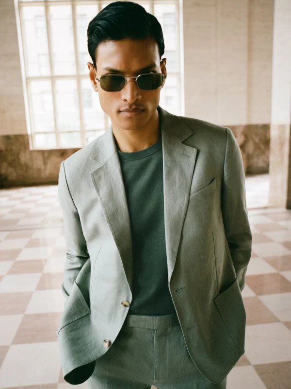 Reiss Sage Linen-twill Single-breasted Blazer Tailored-fit