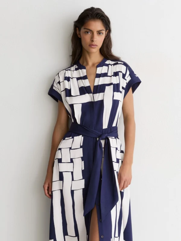 Reiss Samira Women's Scarf-print Belted Midi Dress