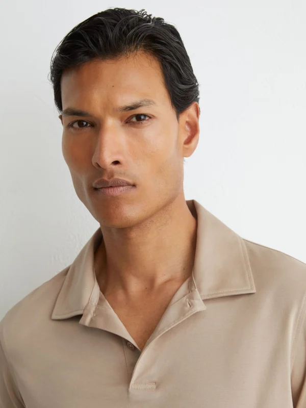 Reiss Sand Air-water Cotton Polo Shirt