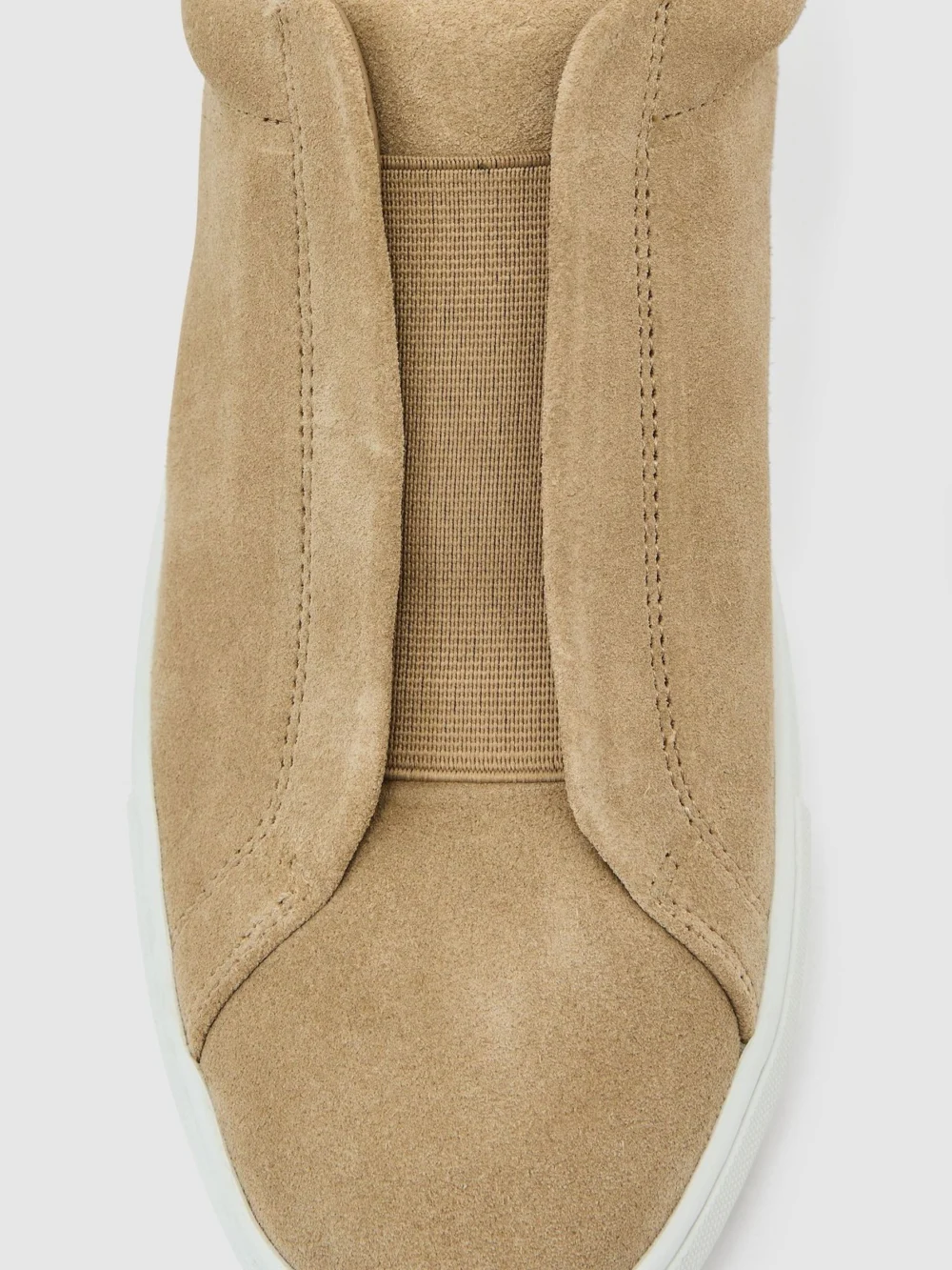 Reiss Sand Suede Slip-on Elasticated Trainers, view 4