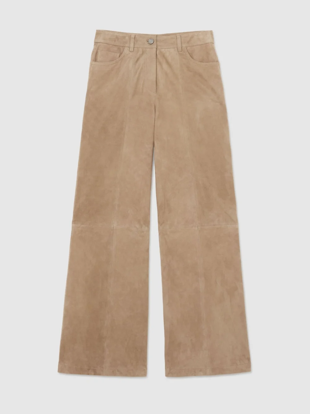 Reiss Sand Suede Wide-leg Trousers, view 2