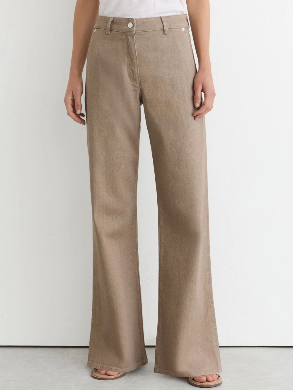 Reiss Sand Wide-leg Jeans, view 3