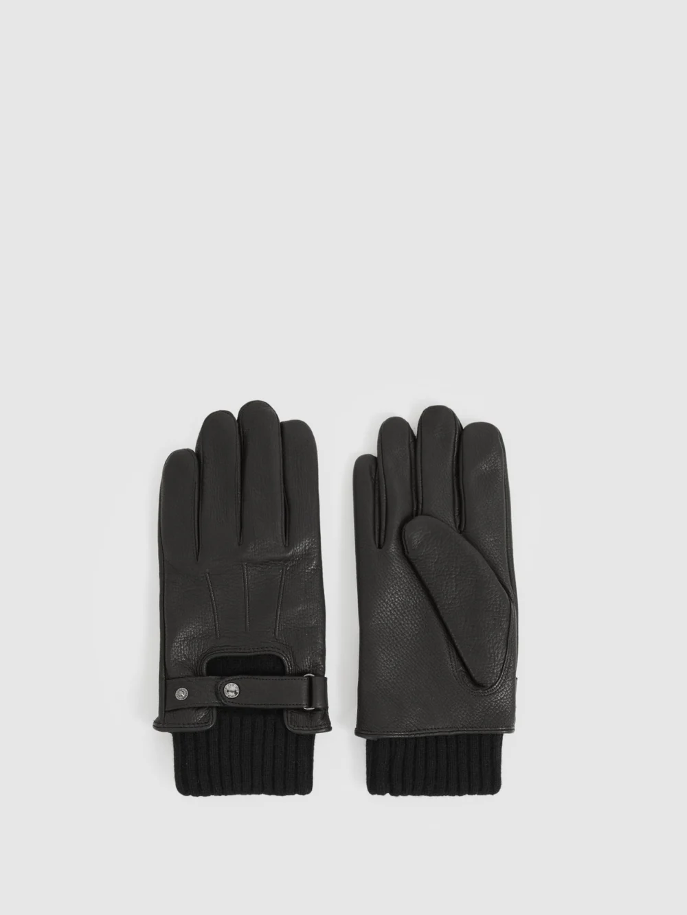Reiss Sanford Gloves Leather Plain in black