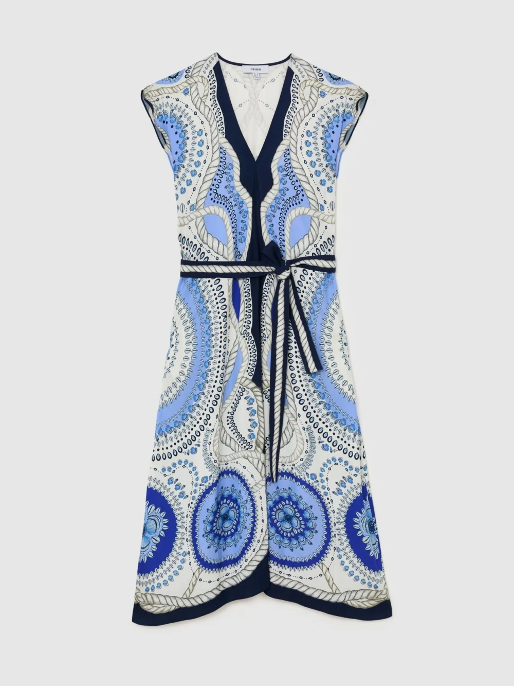 Reiss Scarf-print Belted Midi Dress, view 2
