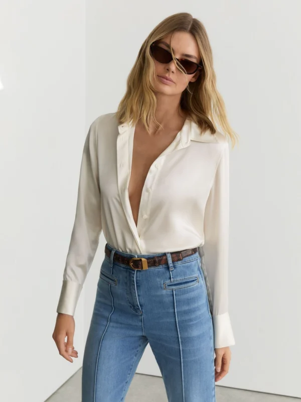 Reiss Silk-satin Concealed-placket Shirt
