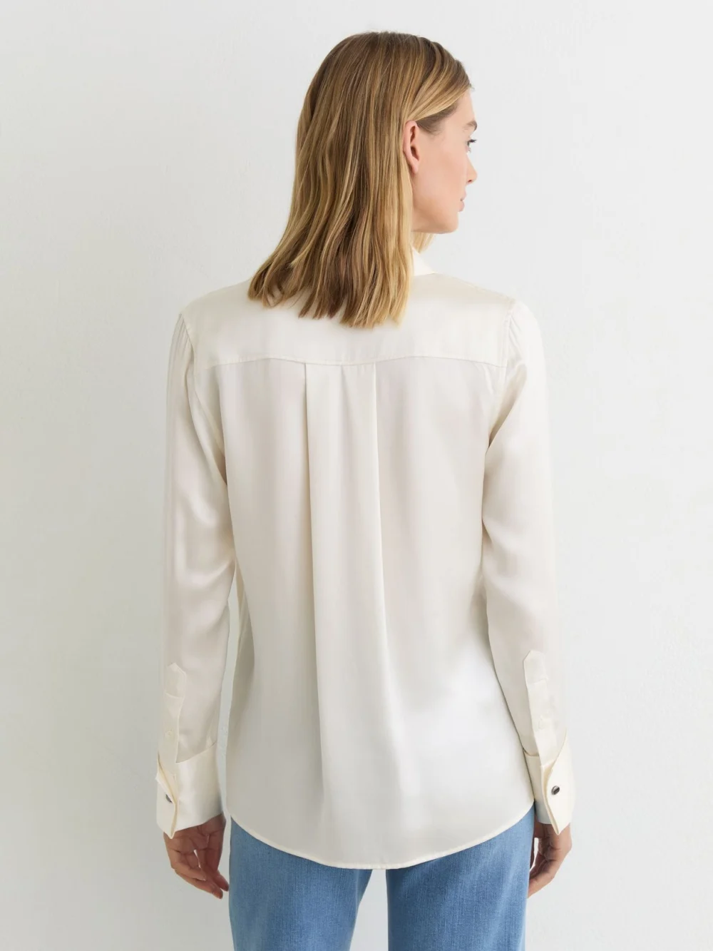 Reiss Silk-satin Concealed-placket Shirt, view 4