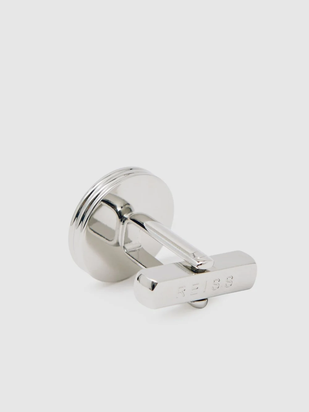 Reiss Silver & Mop Inlaid Round Cufflinks,, view 4