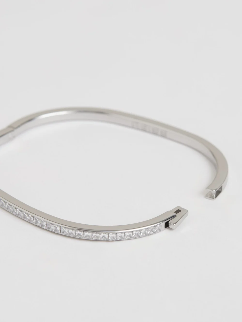 Reiss Silver Hinged Crystal Cuff,