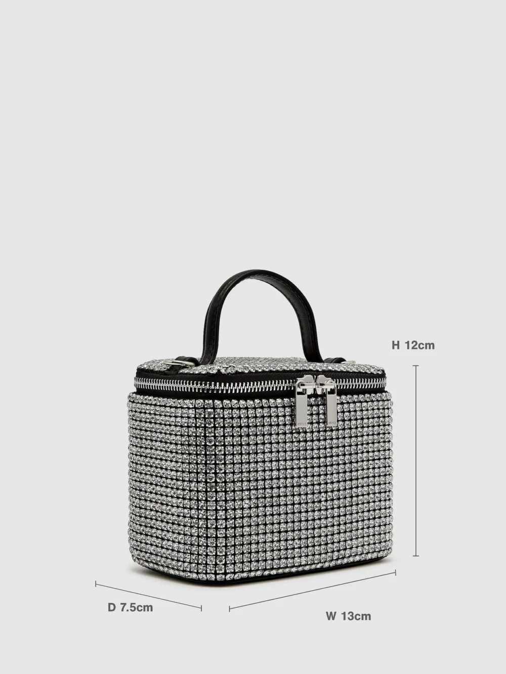 Reiss Silver Mini Crystal Vanity Crossbody Bag,, view 3