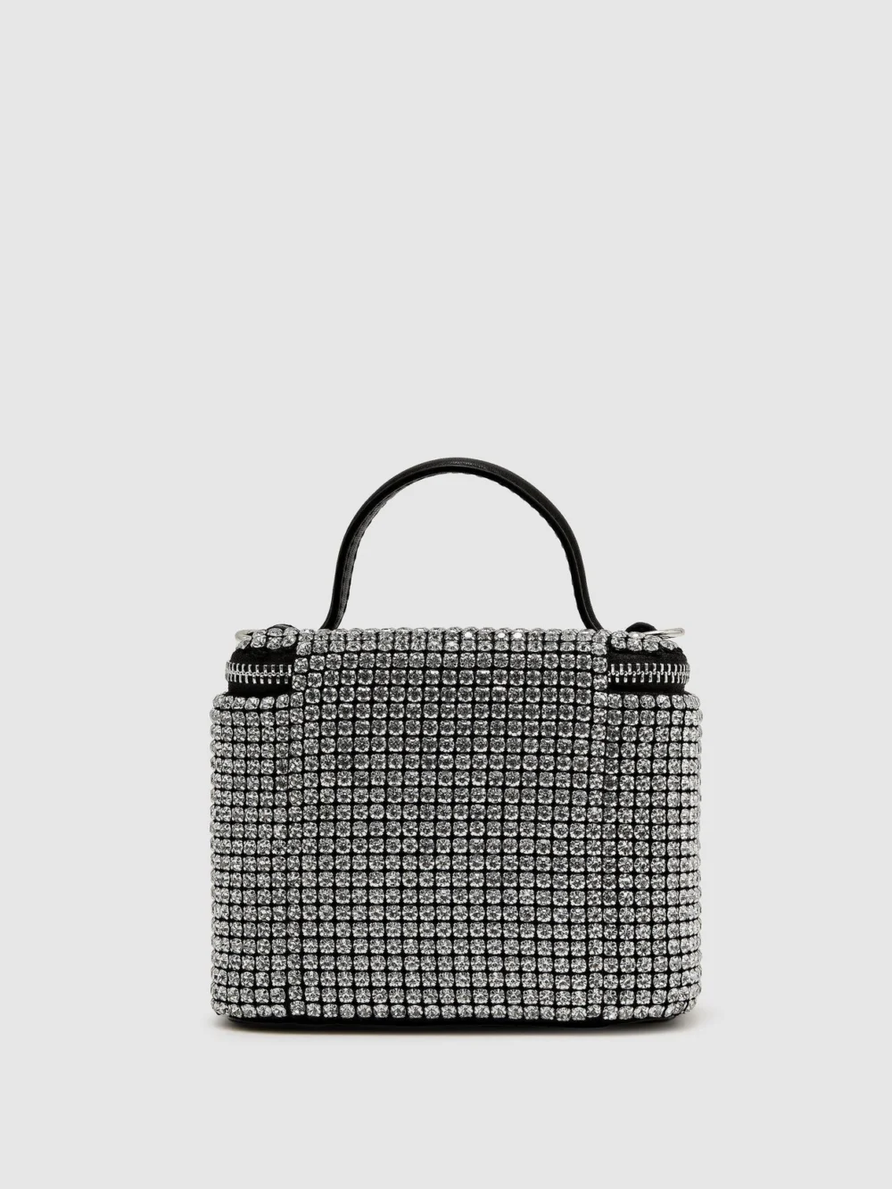 Reiss Silver Mini Crystal Vanity Crossbody Bag,, view 4