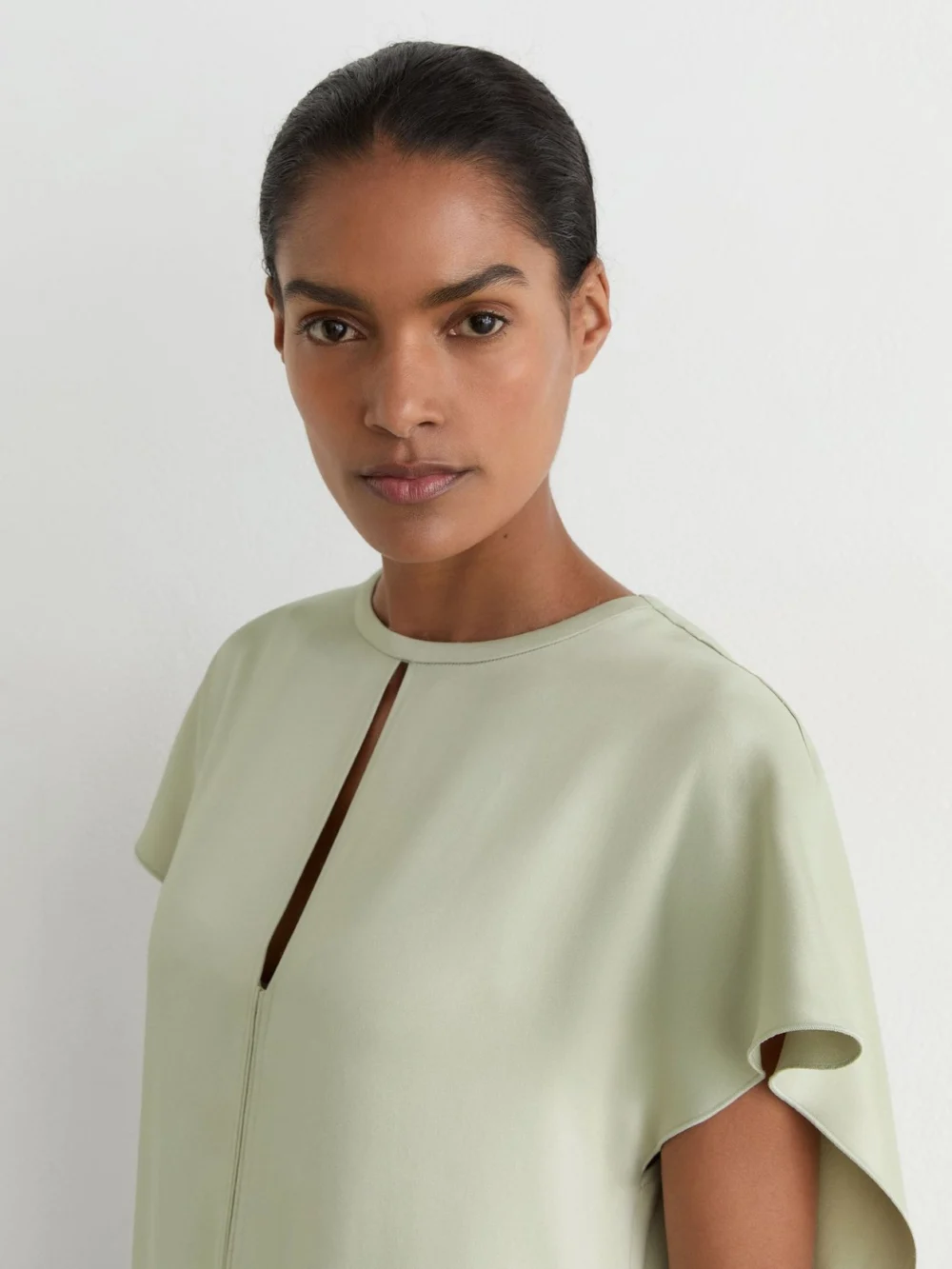 Reiss Silver Satin Cape-detail Mini Dress, view 4
