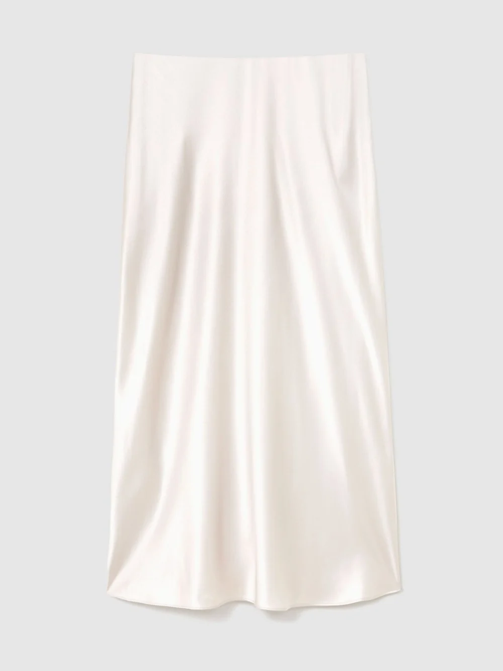 Reiss Silver Silk Slip Midi Skirt, view 2