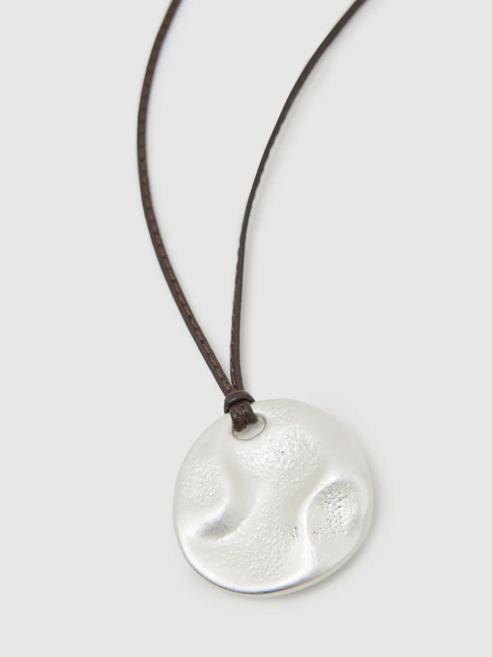Reiss Silver Tone Large Cord Pendant Necklace,, view 3