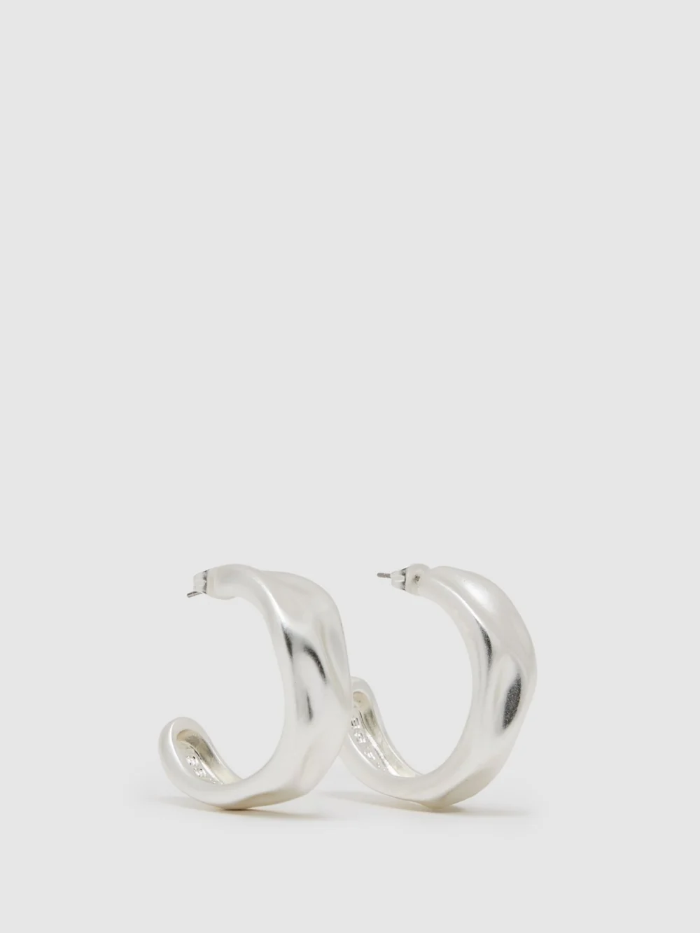 Reiss Silver Tone Sculpted Hoop Earrings,, view 2
