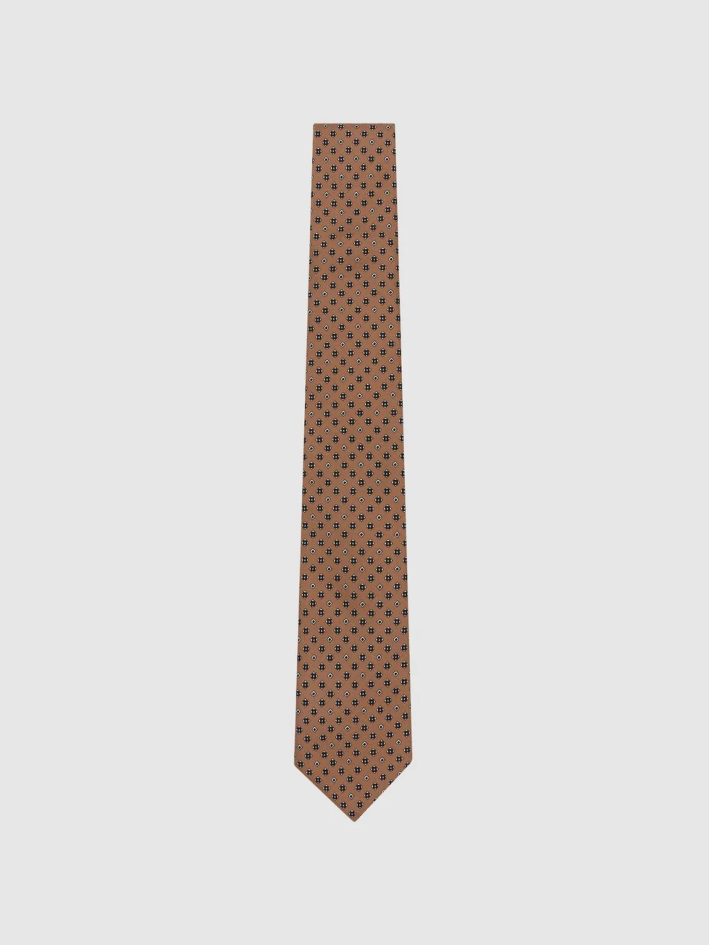 Reiss Silvio Golden Yellow Silk Twill Micro Diamond-print Tie, One Size, view 2