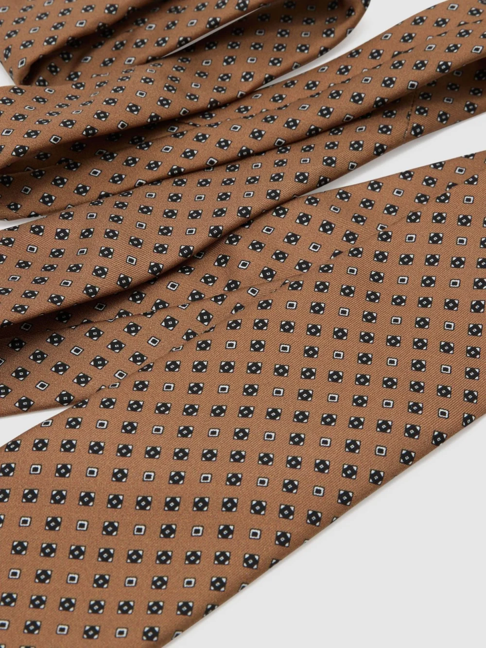 Reiss Silvio Golden Yellow Silk Twill Micro Diamond-print Tie, One Size, view 3