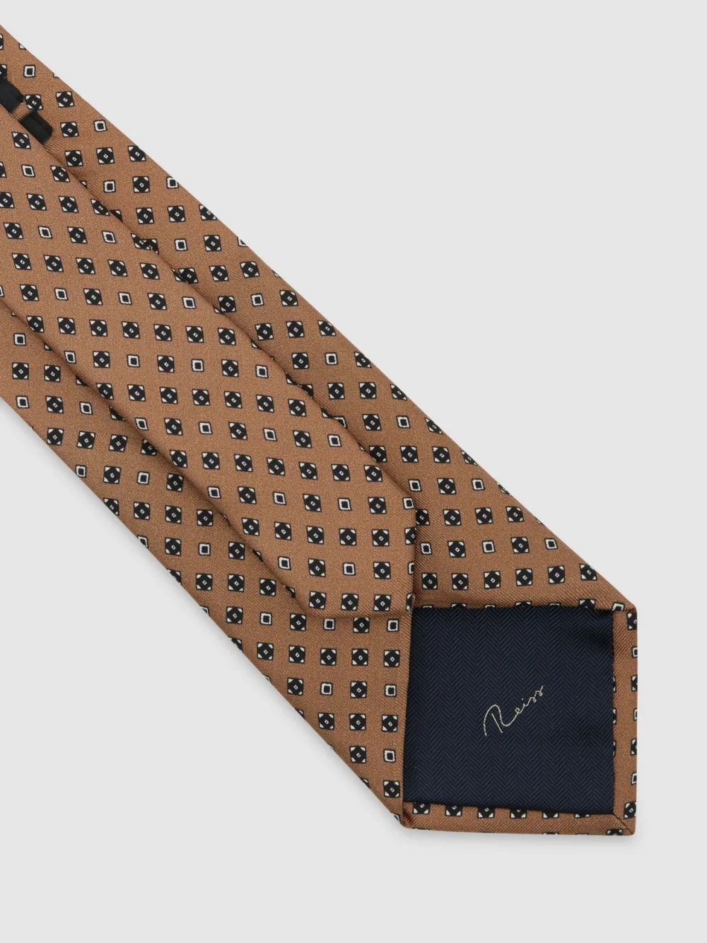 Reiss Silvio Golden Yellow Silk Twill Micro Diamond-print Tie, One Size, view 4