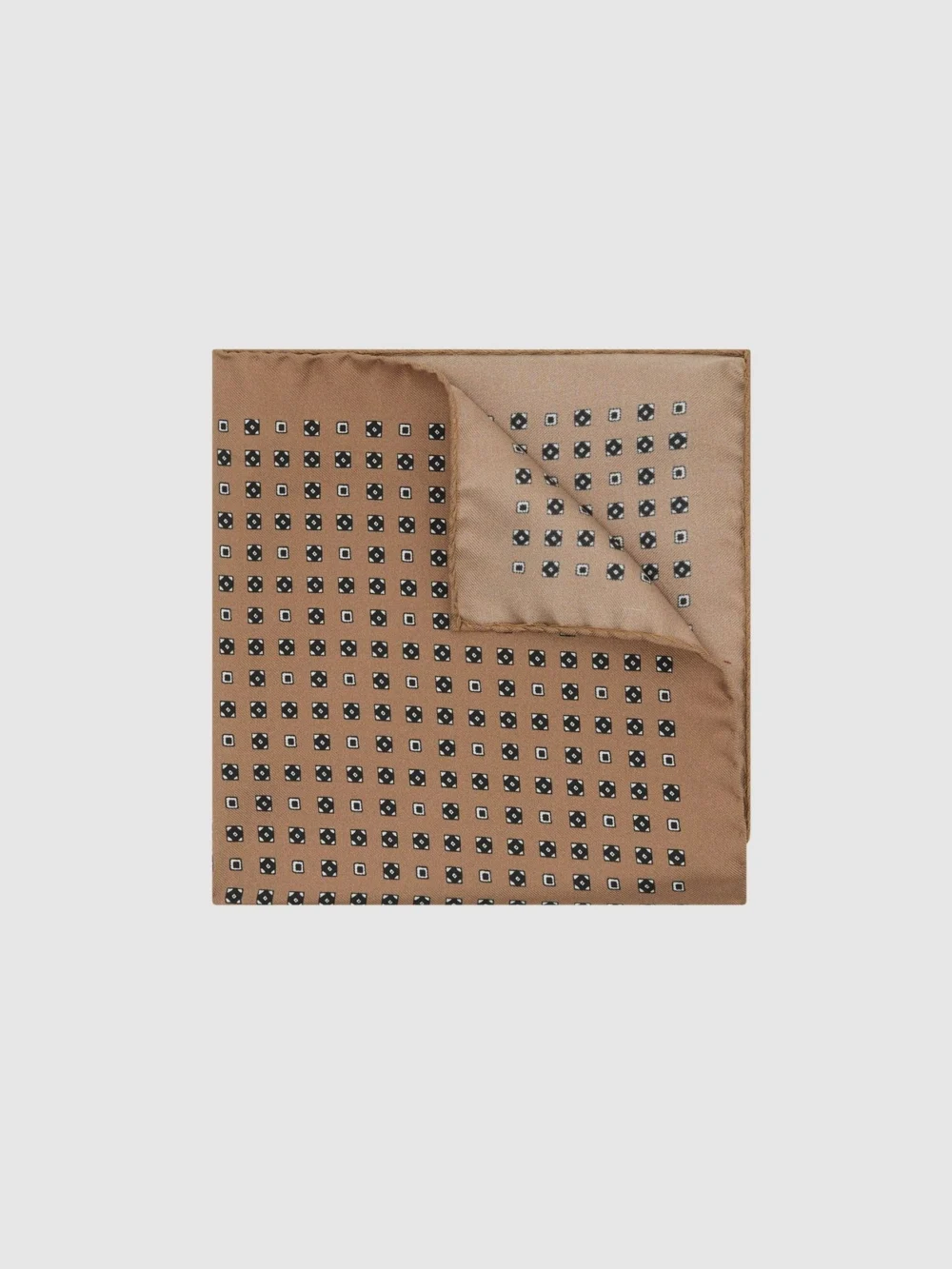 Reiss Sisto Golden Yellow Silk Micro Diamond-print Pocket Square, One Size in dark yellow