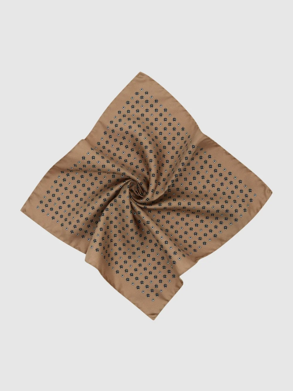Reiss Sisto Golden Yellow Silk Micro Diamond-print Pocket Square, One Size, view 2