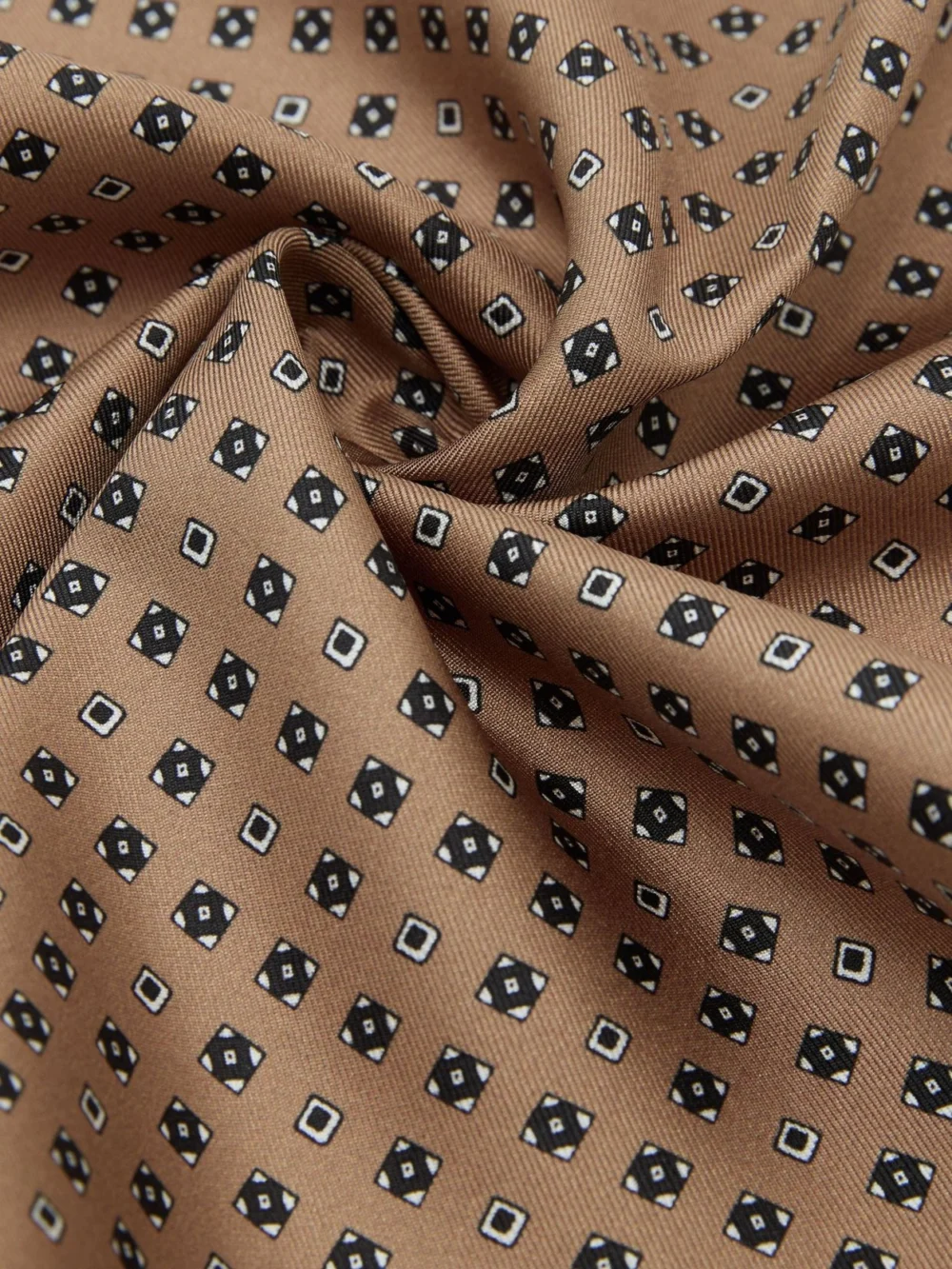 Reiss Sisto Golden Yellow Silk Micro Diamond-print Pocket Square, One Size, view 3