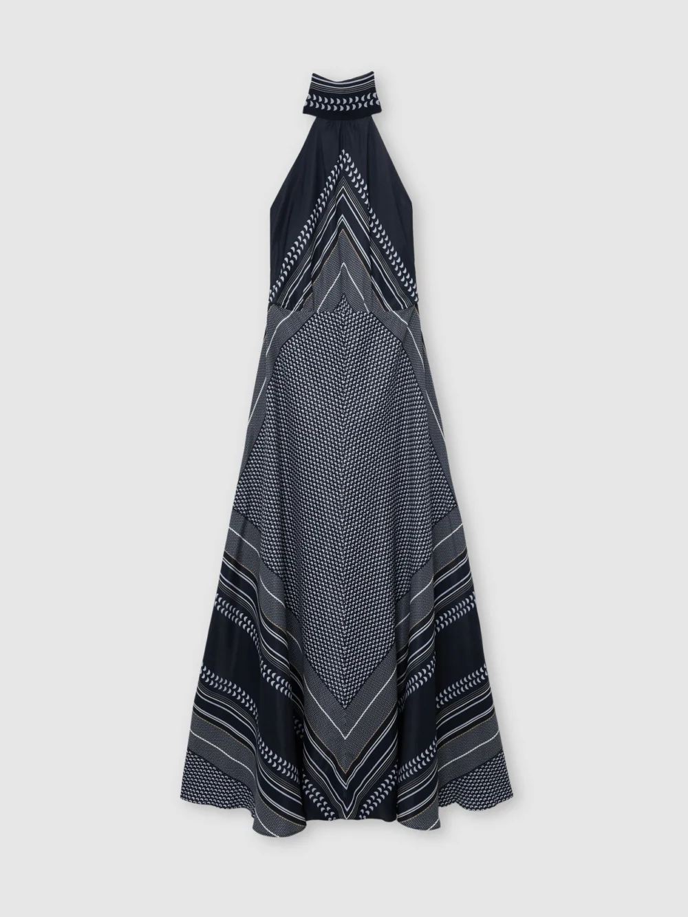 Reiss Skylar Navy Scarf-print Tie-neck Maxi Dress, 10, view 2