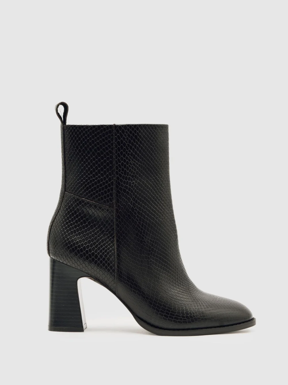 Reiss Snake Leather Block-heel Ankle Boots