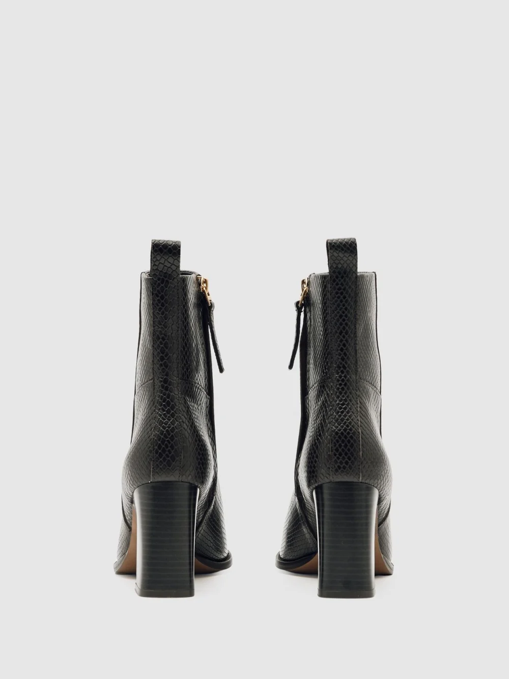 Reiss Snake Leather Block-heel Ankle Boots, view 4