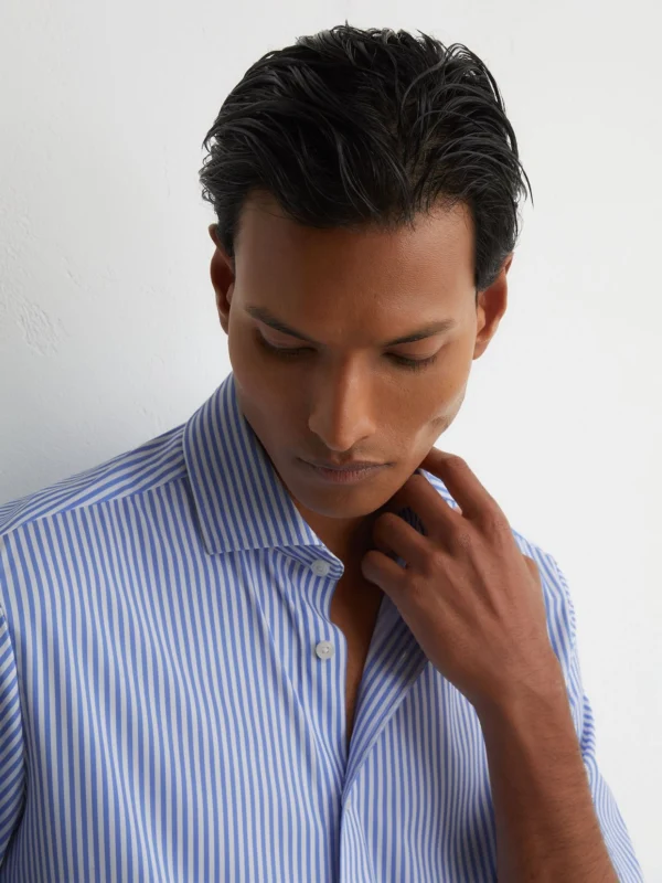 Reiss Soft Blue & White Stripe R-flex Four-way Stretch Striped Shirt Slim-fit