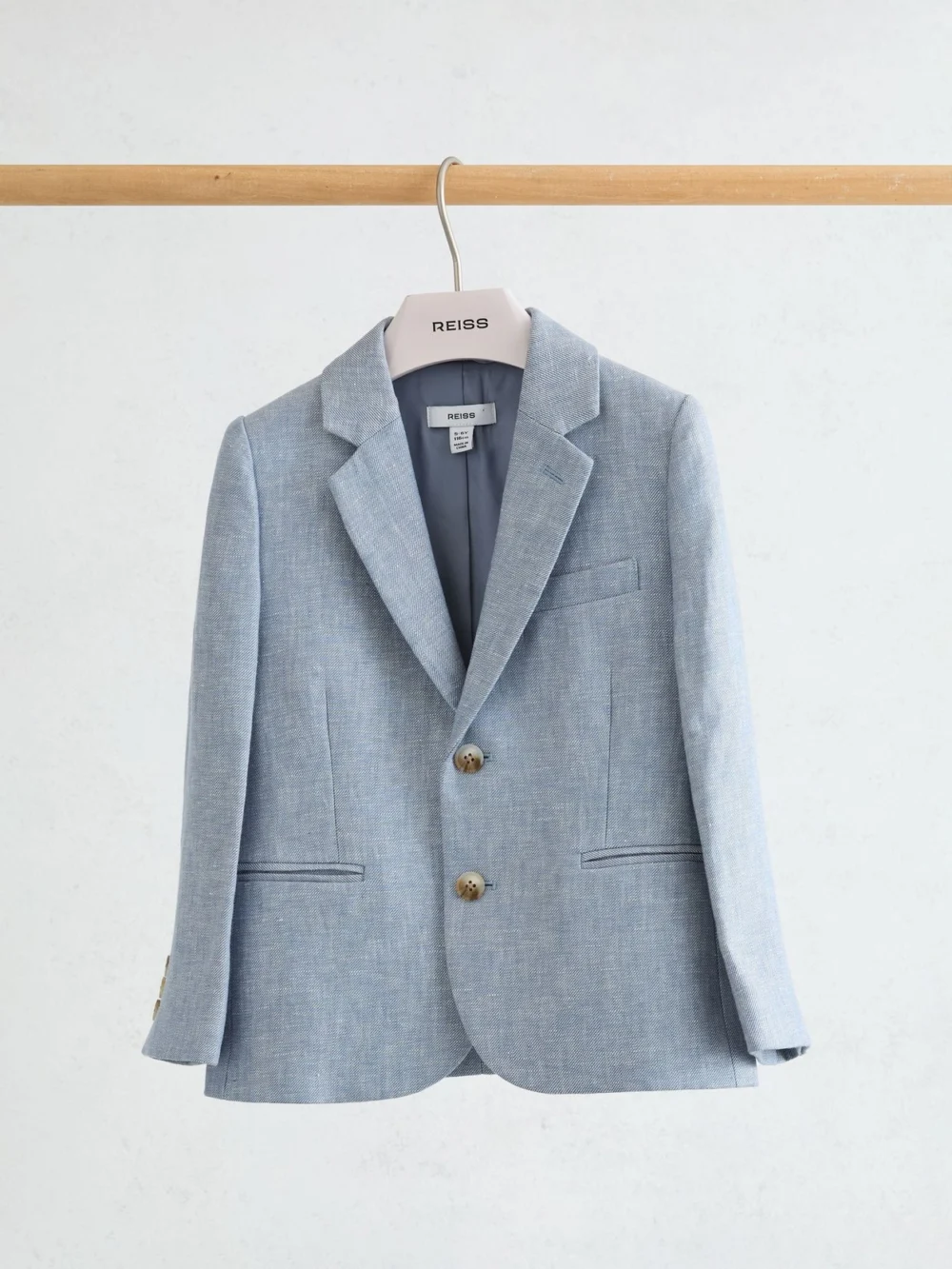Reiss Soft Blue Atlantic 3-9 yrs Linen Single-breasted Tailored Blazer, view 2