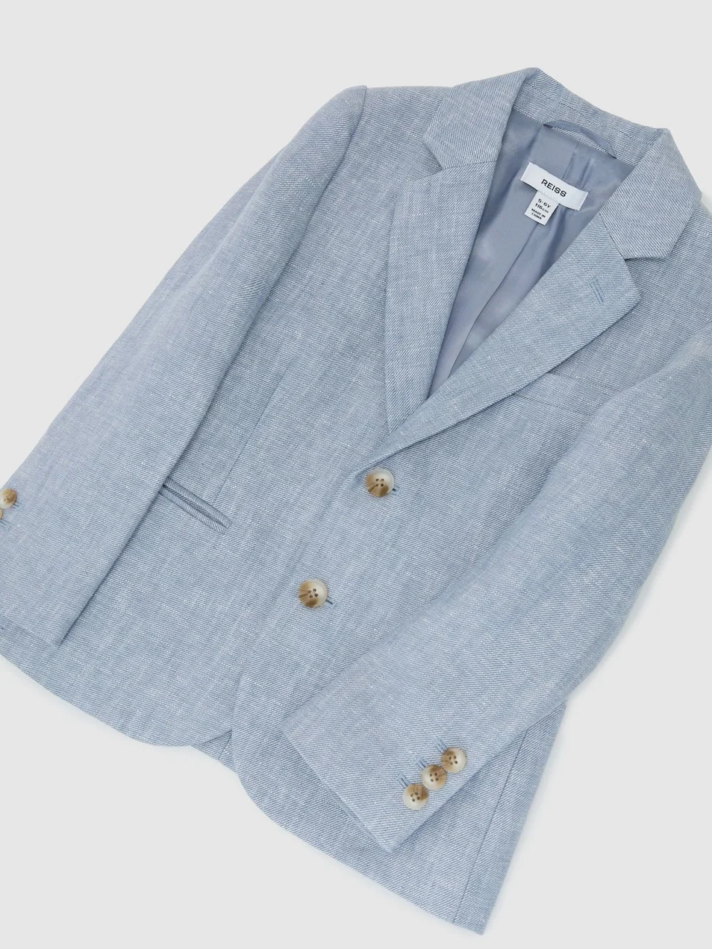 Reiss Soft Blue Atlantic 3-9 yrs Linen Single-breasted Tailored Blazer, view 3