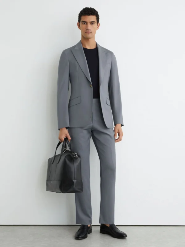 Reiss Soft Blue Classic Fit Virgin Wool Classic-fit Suit Trousers