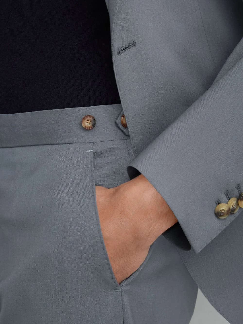 Reiss Soft Blue Classic Fit Virgin Wool Classic-fit Suit Trousers, view 4