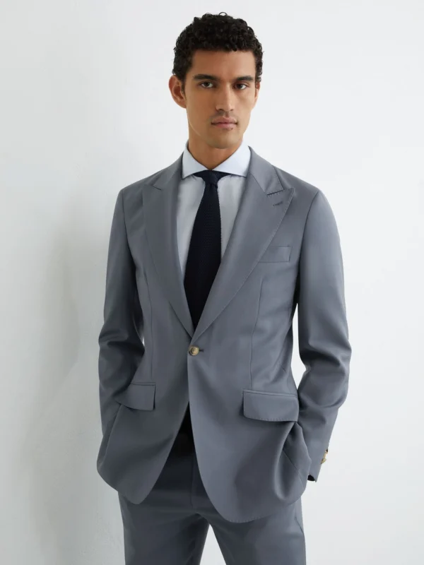 Reiss Soft Blue Classic Fit Virgin Wool Single-breasted Classic-fit Suit Blazer